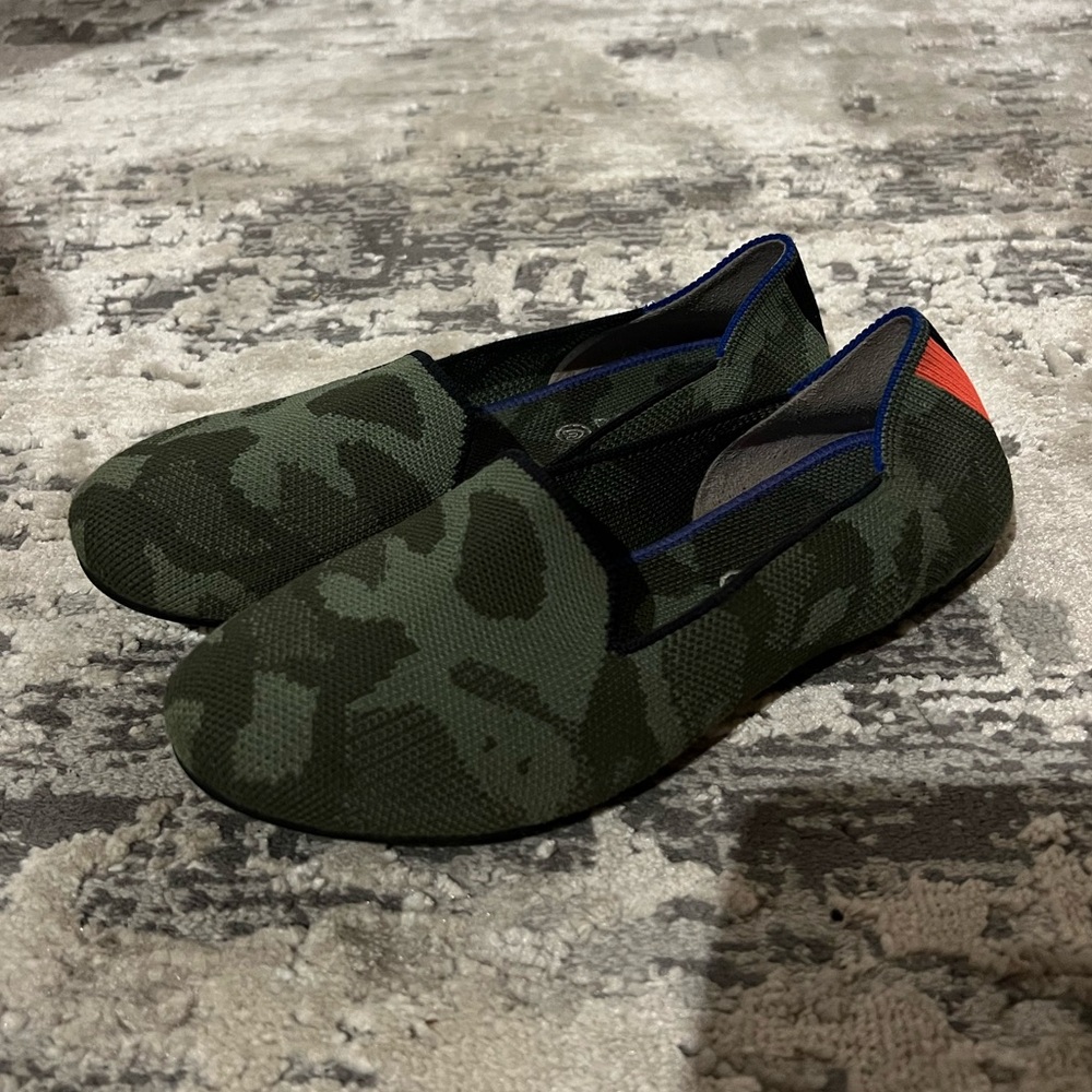 Rothy's Green The Kid's Loafer Neon Stripe Shoes Size 4 US